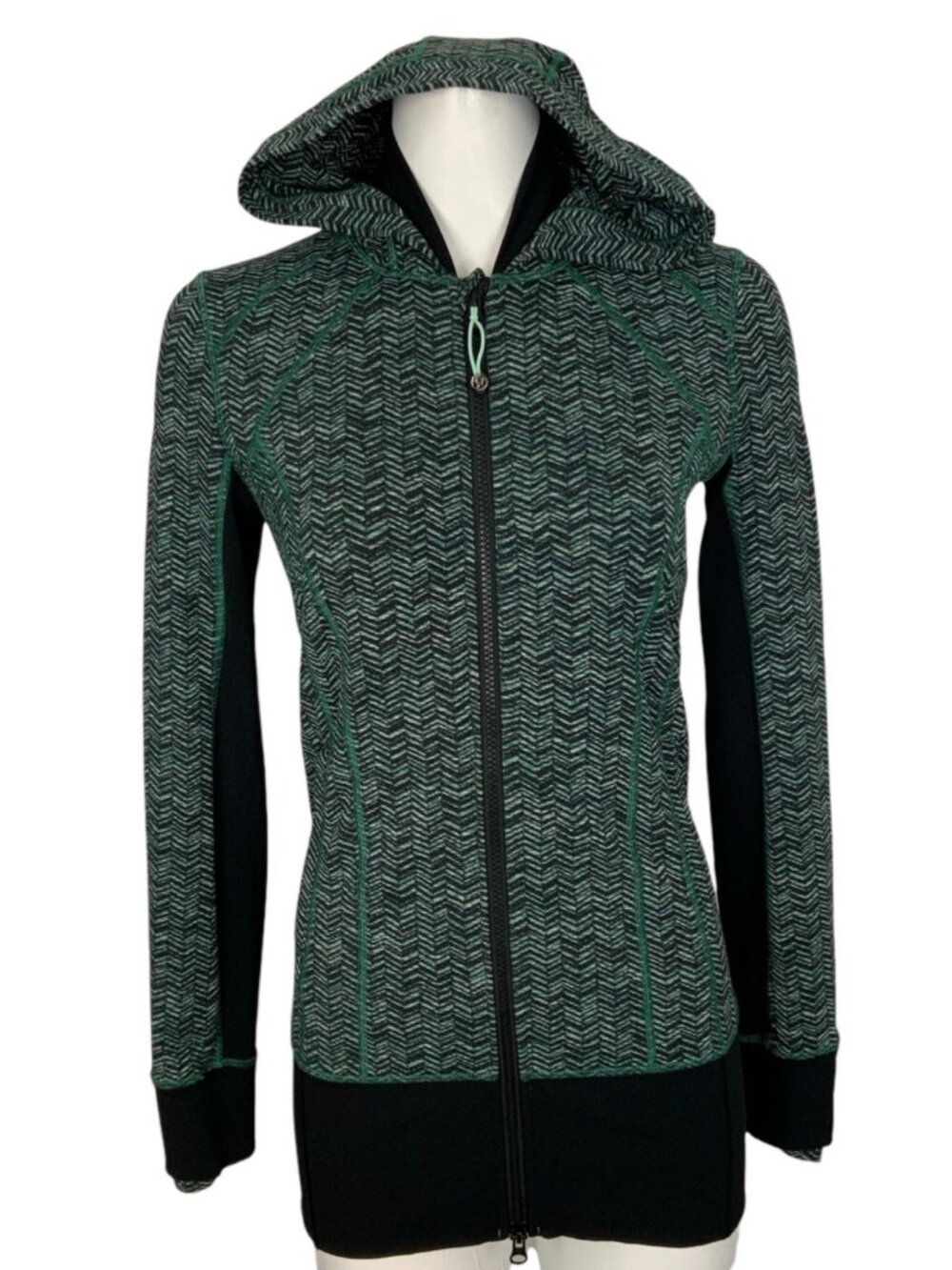Lululemon Daily Practice Jacket 6 Green Black Hoodie Yoga